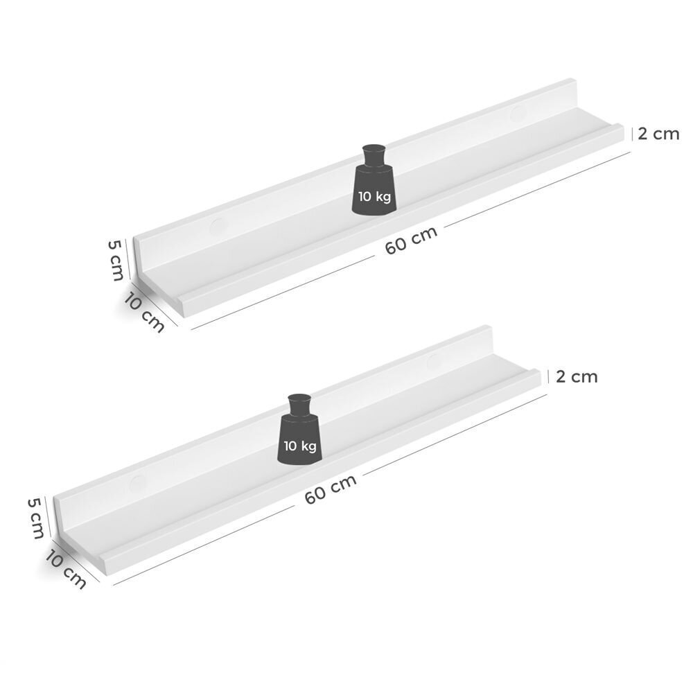 2-riiuli komplekt Songmics, valge hind ja info | Riiulid | kaup24.ee