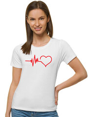 Naiste t-särk Heartbeat, valge XL hind ja info | Naiste T-särgid | kaup24.ee