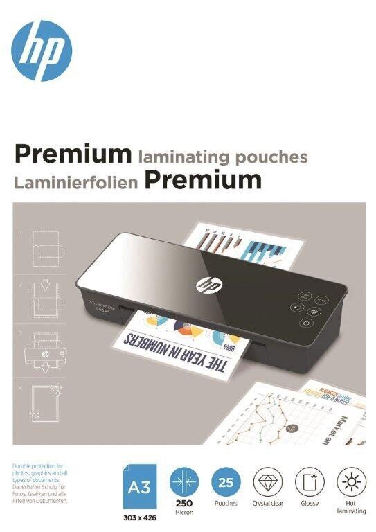 HP Premium lamineerimiskile, A3 250 mikronit, 25 tk. hind ja info | Kirjatarbed | kaup24.ee