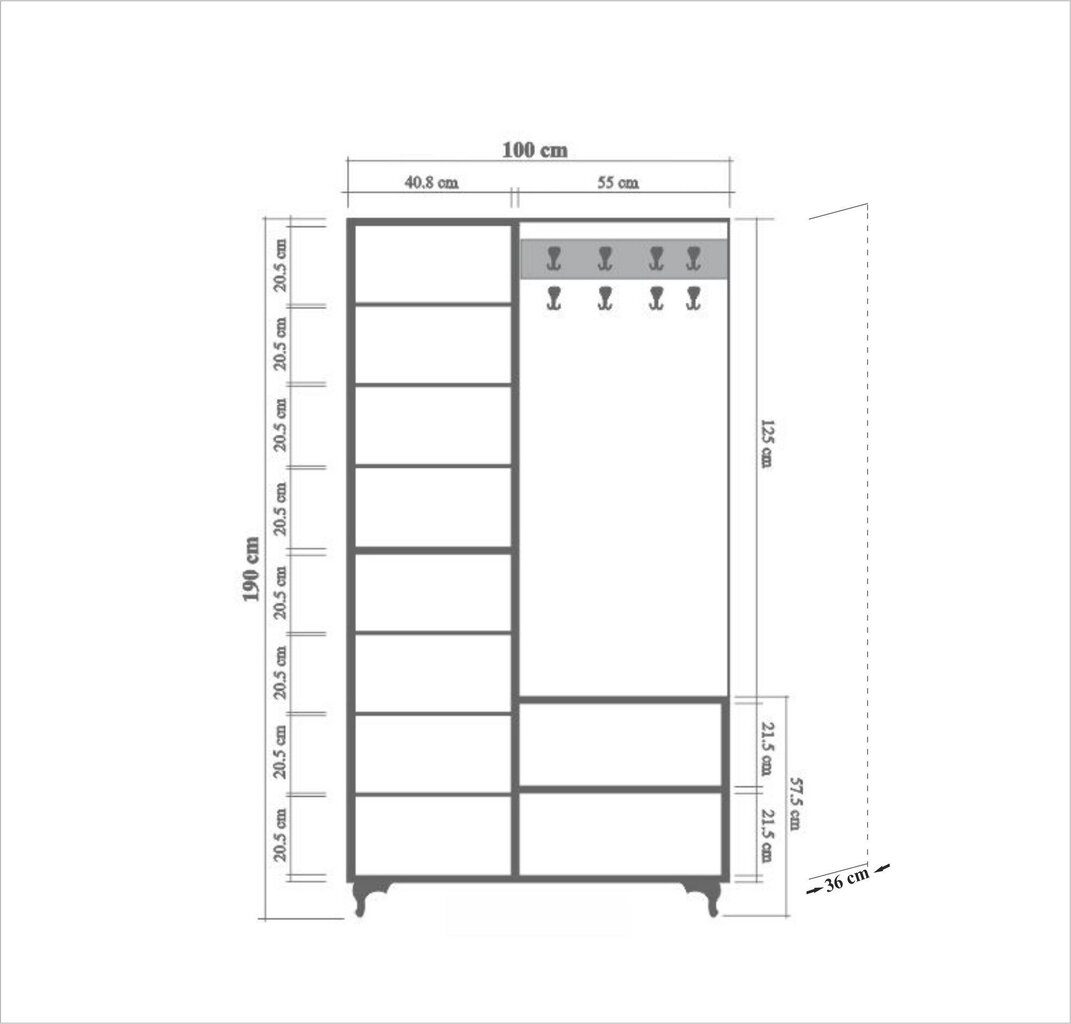 Esikukomplekt Kalune Design 863(III) cm, kollane/tamme värv hind ja info | Esikukomplektid | kaup24.ee