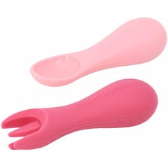 Silicone Palm Grasp Spoon & Fork Set - Pokey hind ja info | Laste sööginõud | kaup24.ee