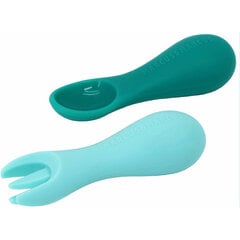 Silicone Palm Grasp Spoon & Fork Set - Ollie цена и информация | Детская посуда, контейнеры для молока и еды | kaup24.ee