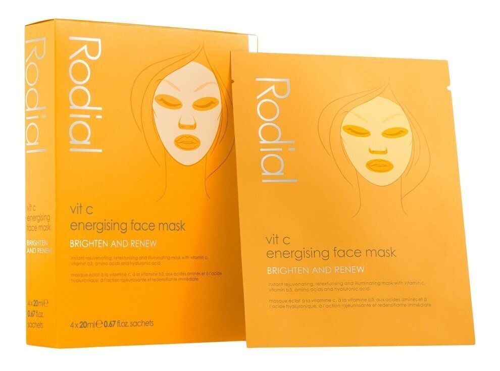 Ergastav näomask Rodial Vit C Energizing Face Mask Brighten And Renew, 4 x 20 ml цена и информация | Näomaskid, silmamaskid | kaup24.ee