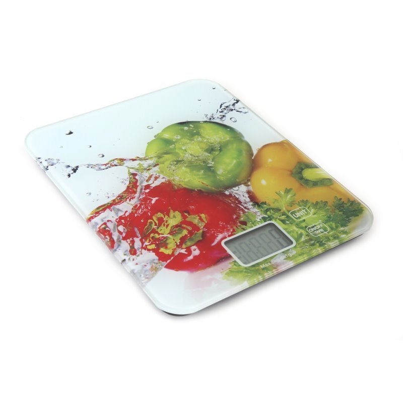 Omega OBSKW köögikaal (18,3 x 22,4 cm) valmistatud kõvast 4 mm klaasist LCD-ga (max 8 kg) hind ja info | Köögikaalud | kaup24.ee