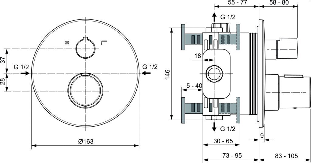 Komplekt Ideal Standard Ceratherm T 100, kroomitud hind ja info | Vannitoa segistid | kaup24.ee