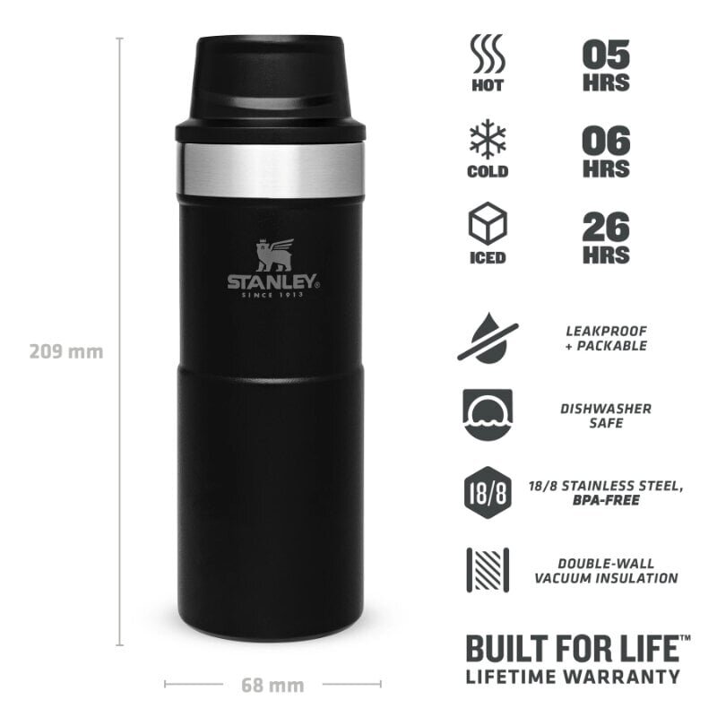 Termoskruus The Trigger-Action Travel Mug Classic 0.35 l, must matt hind ja info | Termosed, termostassid | kaup24.ee