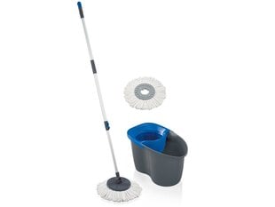 Набор для чистки полов LEIFHEIT Clean Twist Disc Mop Active  60YE Edition New, цвет серый/синий цена и информация | Принадлежности для уборки | kaup24.ee