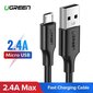 Kaabel Ugreen US289 USB - Micro USB, QC 3.0, 2.4A, 0.5m, must цена и информация | Kaablid ja juhtmed | kaup24.ee