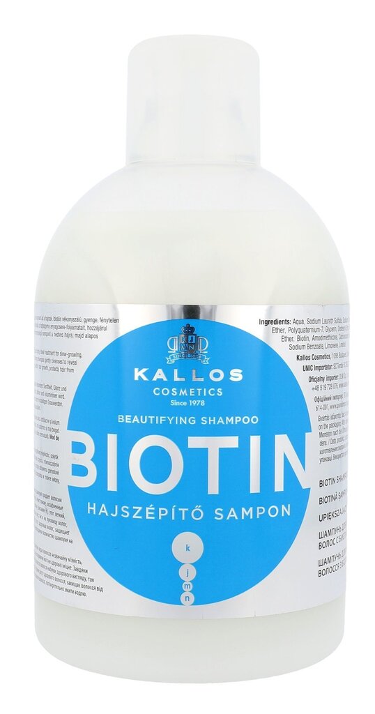 Kallos Cosmetics Biotin Biotin šampoon 1000 ml hind ja info | Šampoonid | kaup24.ee