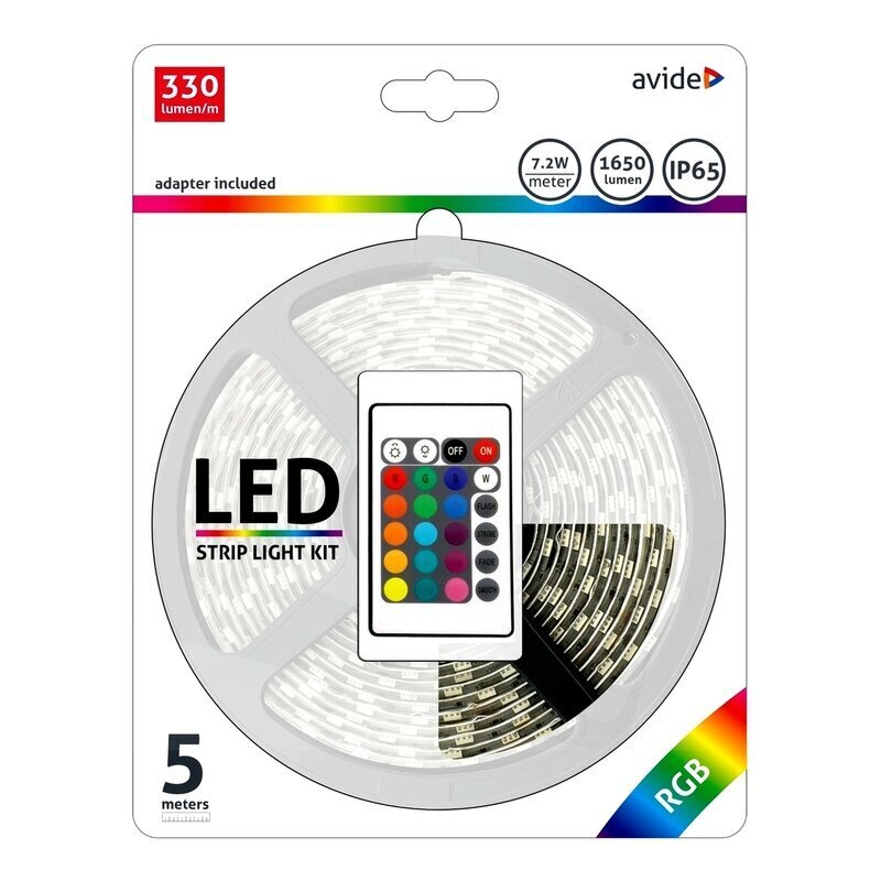 LED-riba valgus Avide RGB 5050 kaugjuhtimispuldiga IP65, 5m hind ja info | LED ribad | kaup24.ee