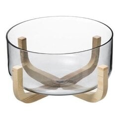 Стеклянная салатница на деревянной подставке Arha цена и информация | Миски, ящики для корма | kaup24.ee