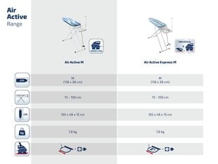 Гладильная доска LEIFHEIT Air Active M 118x38см, белая цена и информация | Гладильные доски | kaup24.ee