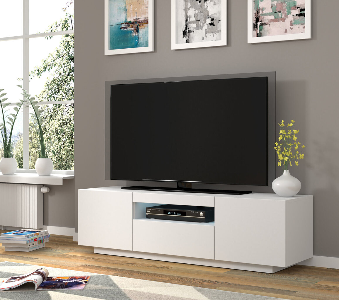 TV-laud RTV Aura 150 koos LED-valgustusega, valge hind ja info | TV alused | kaup24.ee