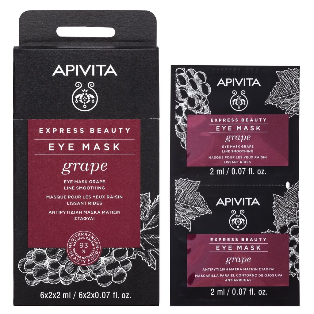 Silmamask viinamarjadega Apivita Express Beauty, 2 x 2 ml  hind ja info | Näomaskid, silmamaskid | kaup24.ee