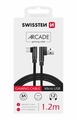 Плетеный L типа универсальный кабель данных Swissten Quick Charge 3.1 USB на micro USB  1.2 м, черный цена и информация | Кабели для телефонов | kaup24.ee