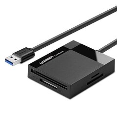 Ugreen CR125 USB 3.0 kaardilugeja, 1 m, must цена и информация | Адаптеры и USB-hub | kaup24.ee