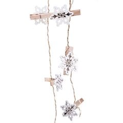 Valguskett koos lumehelveste ja puidust klambritega DecoKing, 10 LED hind ja info | Jõulutuled | kaup24.ee