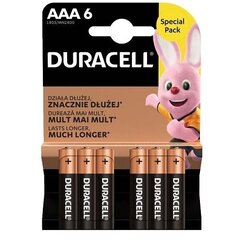 Батарейки щелочные ААА (6 шт.) Duracell цена и информация | Батарейки | kaup24.ee