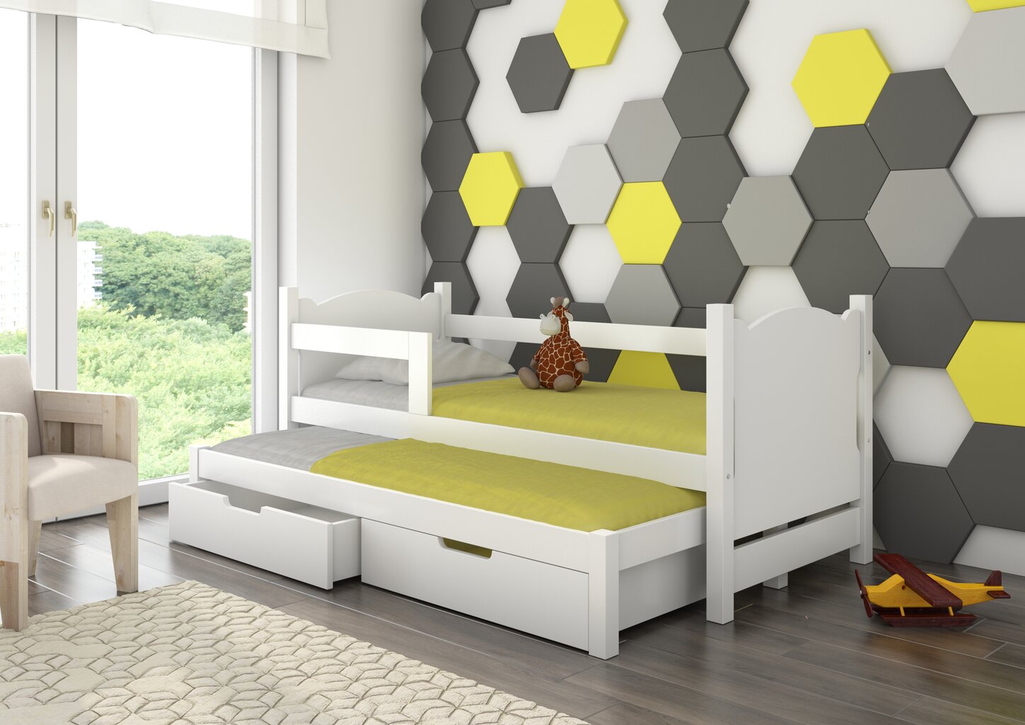 Lastevoodi Adrk Furniture Campos 180x75/172x75 cm, valge цена и информация | Lastevoodid | kaup24.ee