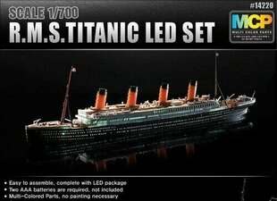 Клейкая модель Academy 14220 R.M.S. TITANIC + LED SET 1/700 цена и информация | Склеиваемые модели | kaup24.ee