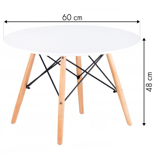 Kaasaegne Skandinaavia kohvilaud 60 cm - valge lauaplaat цена и информация | Diivanilauad | kaup24.ee