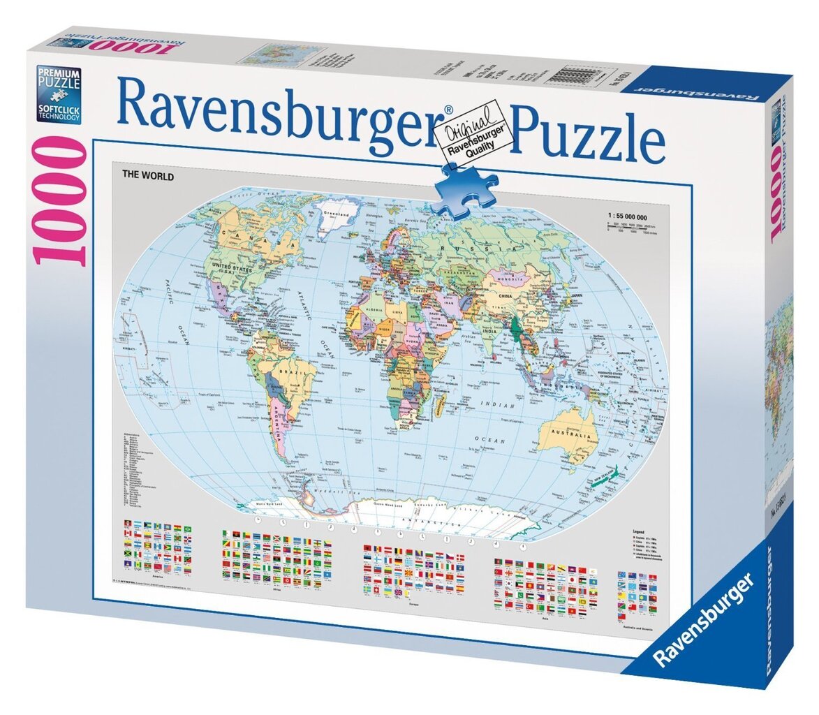 Pusle Ravensburger Maailmakaart, 1000 osa цена и информация | Pusled | kaup24.ee