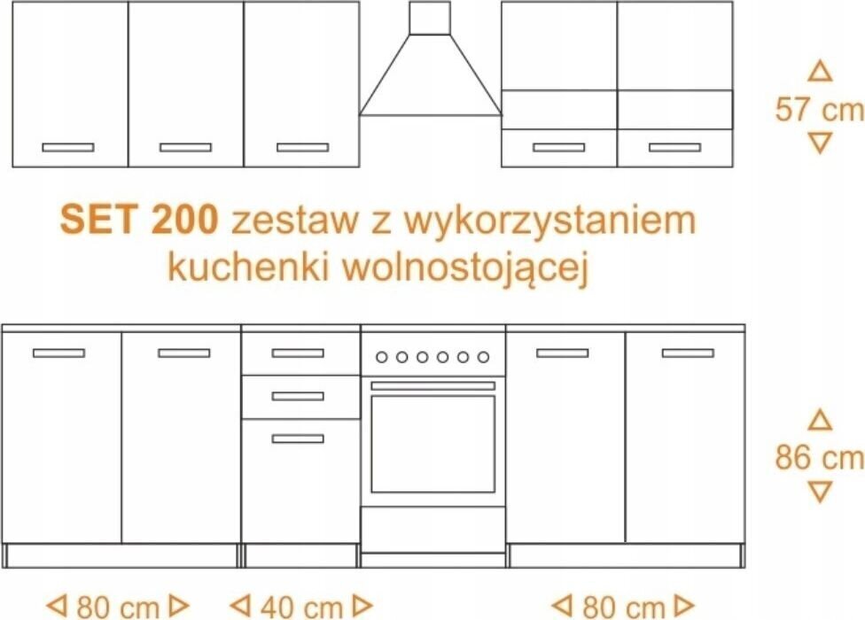 Köögikappide komplekt Set 200, valge/tamm цена и информация | Köögimööbli komplektid | kaup24.ee