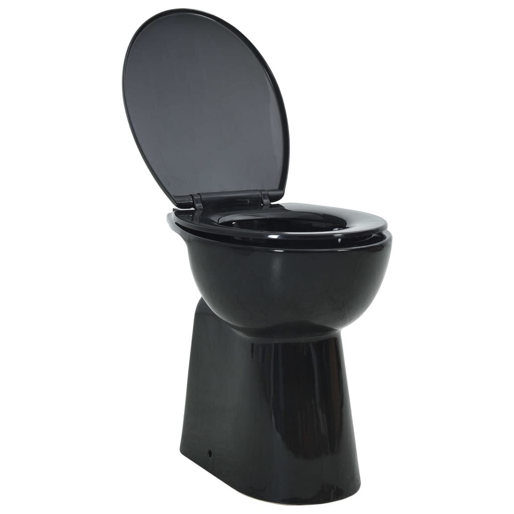 vidaXL kõrge ääreta keraamiline tualettpott, 7 cm kõrgem, must hind ja info | WС-potid | kaup24.ee
