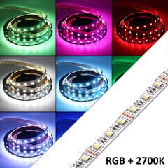 Светодиодная лента RGB + W (2700K) K12В 19.2Вт / м SMD5050 IP20 60 диодов, меняющая цвета цена и информация | Светодиодные ленты | kaup24.ee