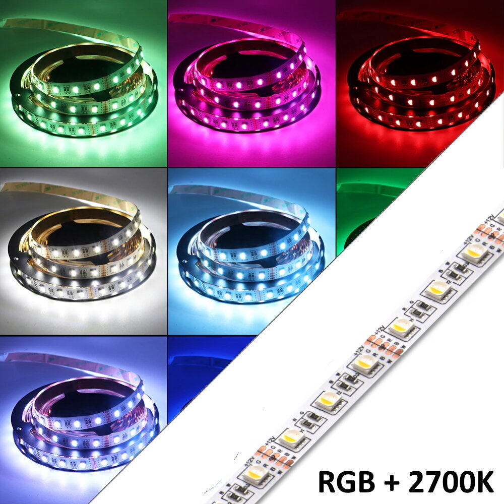 LED riba RGB + W (2700K) K12В 19.2W / m SMD5050 IP20 60 dioodi, muudetavad värvid hind ja info | LED ribad | kaup24.ee