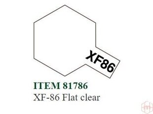 Tamiya - XF-86 Flat clear, 10ml hind ja info | Kunstitarbed, voolimise tarvikud | kaup24.ee