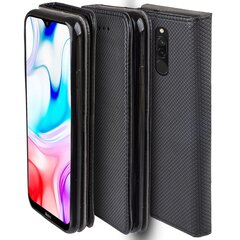 Перекидной чехол Moozy для Xiaomi Redmi 8 - Черный магнитный откидной футляр с держателем для карт и подставкой цена и информация | Чехлы для телефонов | kaup24.ee