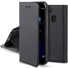 Moozy Klapiga Ümbris Huawei P10 Lite, Must - Magnetilise Klapiga Ümbris Koos Kaardi- ja Telefonihoidjaga hind ja info | Telefoni kaaned, ümbrised | kaup24.ee