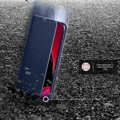 Магнитный откидной футляр Moozy для iPhone 12 Pro Max, Темно-синий карбон – чехол с металлической защитой краев, держателем для карт и подставкой цена и информация | Чехлы для телефонов | kaup24.ee