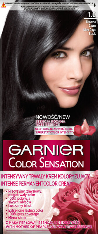 Kauapüsiv juuksevärv Garnier Color Sensation 110 ml, 1.0 Ultra Onyx Black цена и информация | Juuksevärvid | kaup24.ee