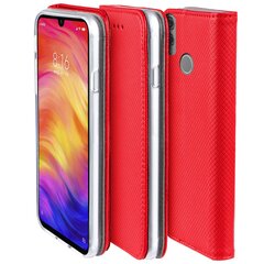 Перекидной чехол Moozy для Xiaomi Redmi Note 7, Redmi Note 7 Pro - красный магнитный откидной футляр с держателем для карт и подставкой цена и информация | Чехлы для телефонов | kaup24.ee