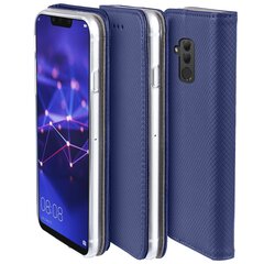 Moozy Klapiga Ümbris Huawei Mate 20 Lite, Tumesinine - Magnetilise Klapiga Ümbris Koos Kaardi- ja Telefonihoidjaga hind ja info | Telefoni kaaned, ümbrised | kaup24.ee