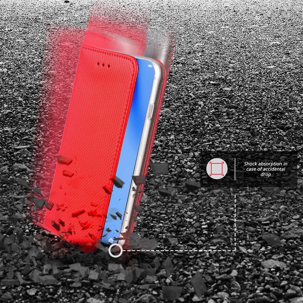 Moozy Klapiga Ümbris Huawei P40 Lite, Punane - Magnetilise Klapiga Ümbris Koos Kaardi- ja Telefonihoidjaga hind ja info | Telefoni kaaned, ümbrised | kaup24.ee