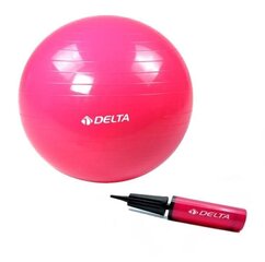 Võimlemispall Delta PMP7 pumbaga, 75 x 45 cm, fuksia/lilla värv hind ja info | Võimlemispallid | kaup24.ee