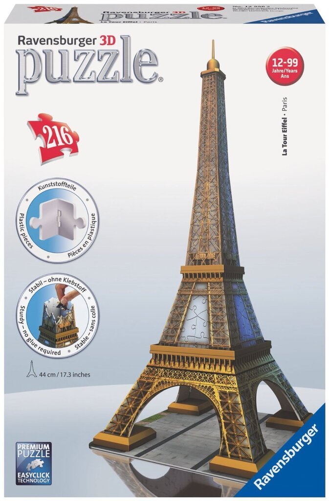 3D​ pusle Ravensburger Eiffel Tower, 216 osa hind ja info | Pusled | kaup24.ee