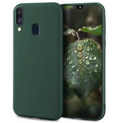 Чехол Moozy Lifestyle для Samsung A40, силиконовый чехол с матовым покрытием и подкладкой из мягкой микрофибры, темно-зеленый цена и информация | Чехлы для телефонов | kaup24.ee