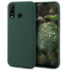 Чехол Moozy Lifestyle для Huawei P30 Lite, силиконовый чехол с матовым покрытием и подкладкой из мягкой микрофибры, темно-зеленый цена и информация | Чехлы для телефонов | kaup24.ee