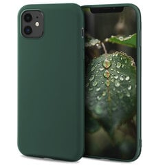 Чехол Moozy Lifestyle для iPhone 11, силиконовый чехол с матовым покрытием и подкладкой из мягкой микрофибры, темно-зеленый цена и информация | Чехлы для телефонов | kaup24.ee