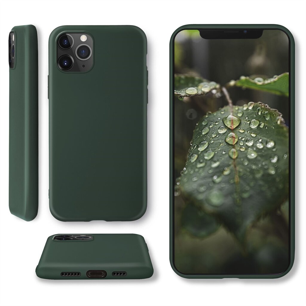 Moozy Lifestyle Ümbris iPhone 12 Pro Max - Esmaklassiline Silikoonümbris Mattviimistlusega ja Pehme Mikrokiudvoodriga, Tumeroheline цена и информация | Telefoni kaaned, ümbrised | kaup24.ee