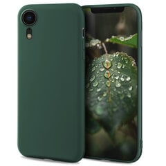 Moozy Lifestyle Ümbris iPhone XR - Esmaklassiline Silikoonümbris Mattviimistlusega ja Pehme Mikrokiudvoodriga, Tumeroheline hind ja info | Telefoni kaaned, ümbrised | kaup24.ee