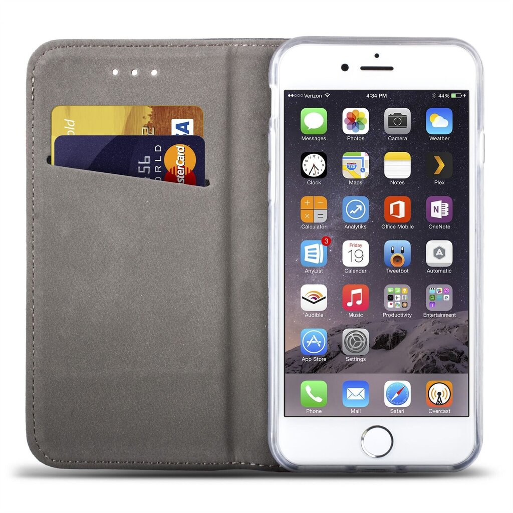 Moozy Klapiga Ümbris iPhone SE 2020, iPhone 7, iPhone 8, Kuldne - Magnetilise Klapiga Ümbris Koos Kaardi- ja Telefonihoidjaga hind ja info | Telefoni kaaned, ümbrised | kaup24.ee