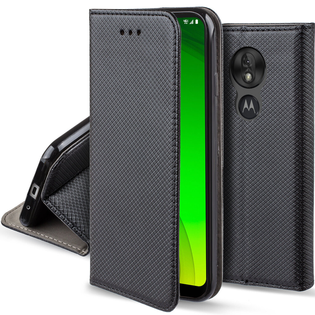 Moozy Klapiga Ümbris Motorola Moto G7 Power, Must - Magnetilise Klapiga Ümbris Koos Kaardi- ja Telefonihoidjaga hind ja info | Telefoni kaaned, ümbrised | kaup24.ee