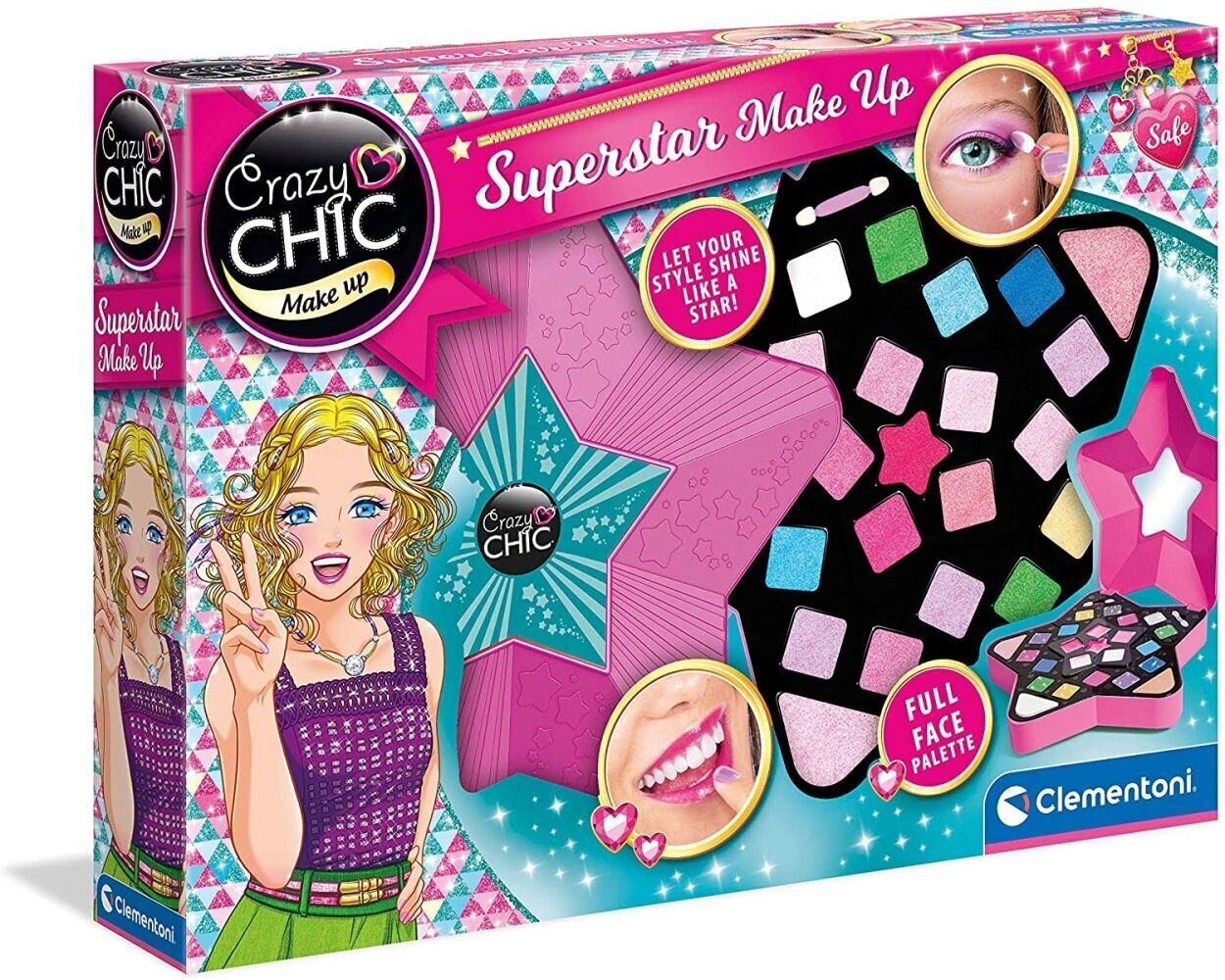 Meigipalett tüdrukutele Clementoni Crazy Chic, Täht цена и информация | Tüdrukute mänguasjad | kaup24.ee