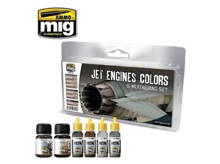 AMMO MIG - JET ENGINES COLORS AND WEATHERING SET. AMIG7445 hind ja info | Kunstitarbed, voolimise tarvikud | kaup24.ee