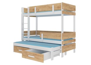 Кровать двухъярусная ADRK Furniture Etapo 90x200 см, белая/коричневая цена и информация | Детские кровати | kaup24.ee